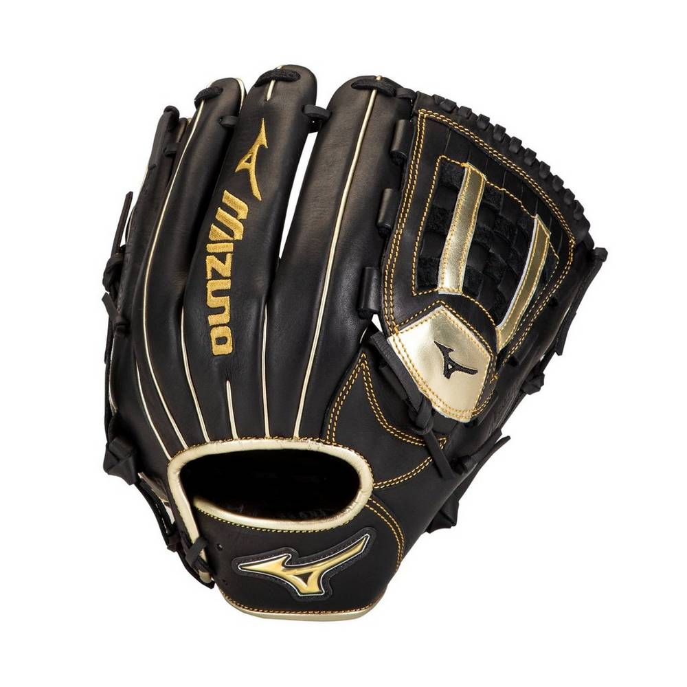 Panske Rukavice Mizuno MVP Prime SE Pitcher 12" Baseball Čierne/Zlate Vypredaj IQLA05173